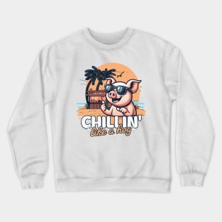 Summer Vibes Only Beach Pig Crewneck Sweatshirt